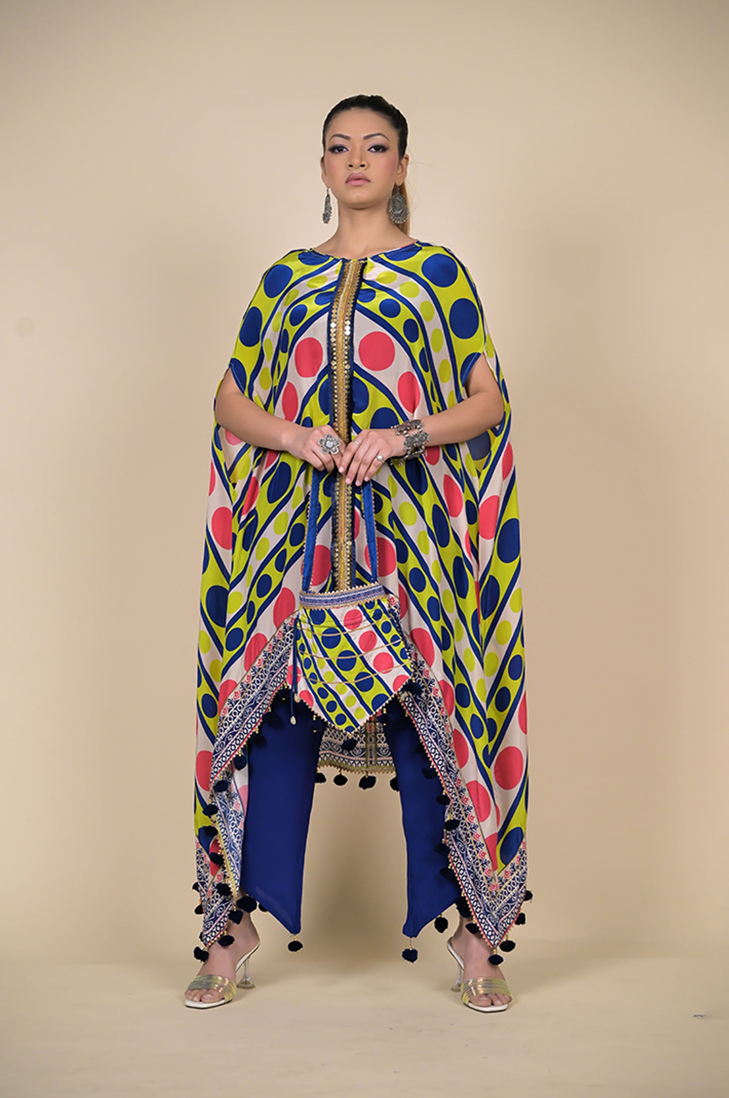 Radiant Rhapsody: The Kaftan Dress with a Kaleidoscope of Colors - Cotton Muslin #ISH-21-02