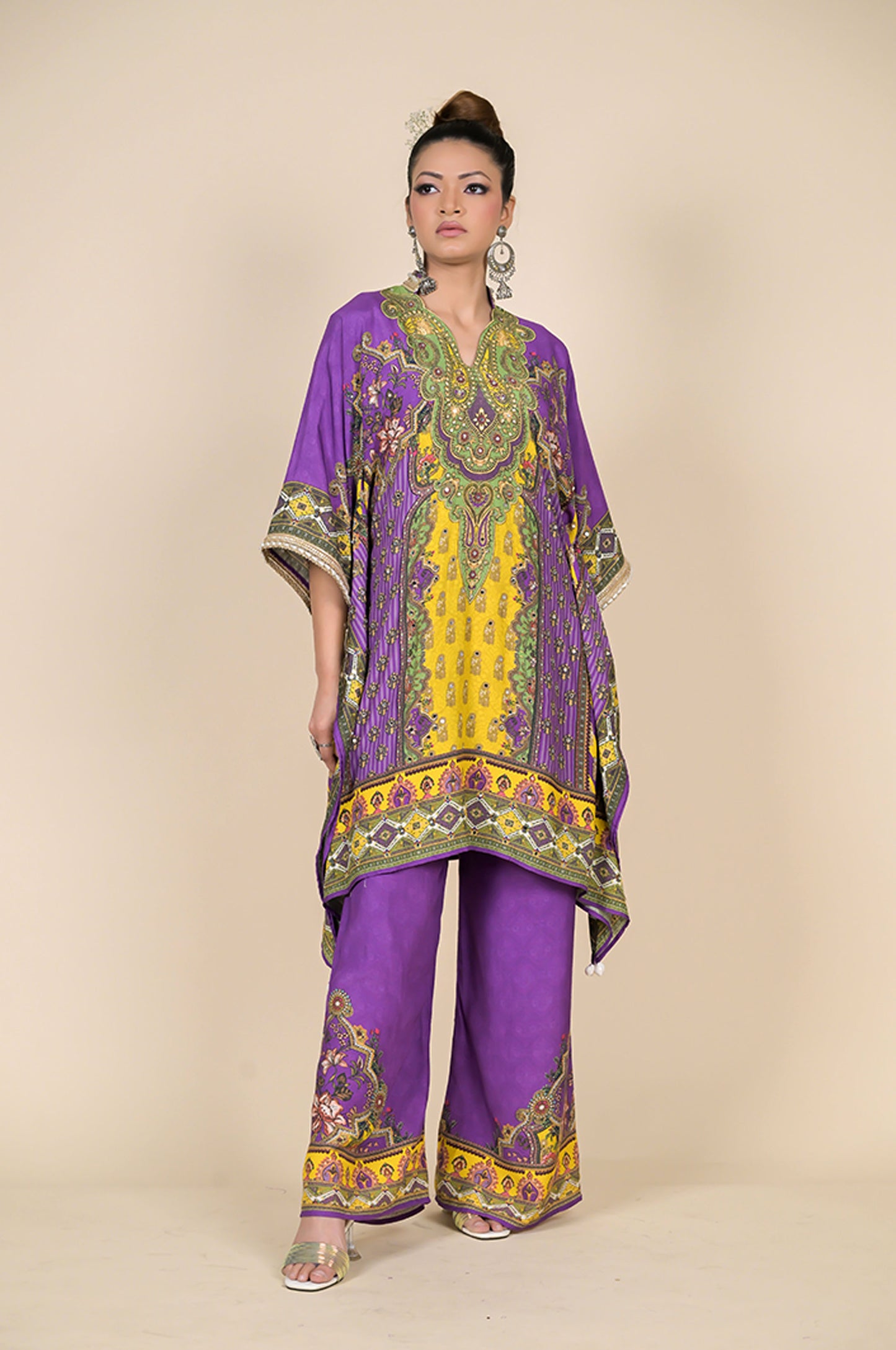 Paisley Print Turquoise Kaftan , Cotton Muslin - Summer Collection #ISH-26-02