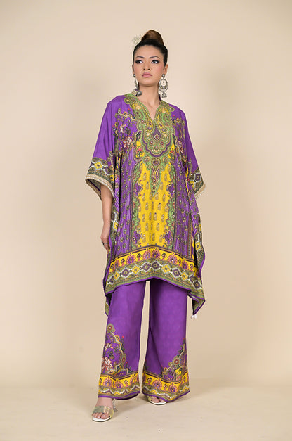 Paisley Print Turquoise Kaftan , Cotton Muslin - Summer Collection #ISH-26-02