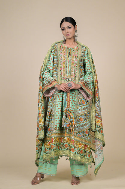 Vibrant Yellow Floral Suit Set - A Timeless Classic Cotton Muslin - #ISH-38-02