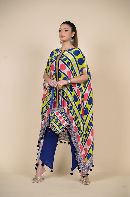 Radiant Rhapsody: The Kaftan Dress with a Kaleidoscope of Colors - Cotton Muslin #ISH-21-02