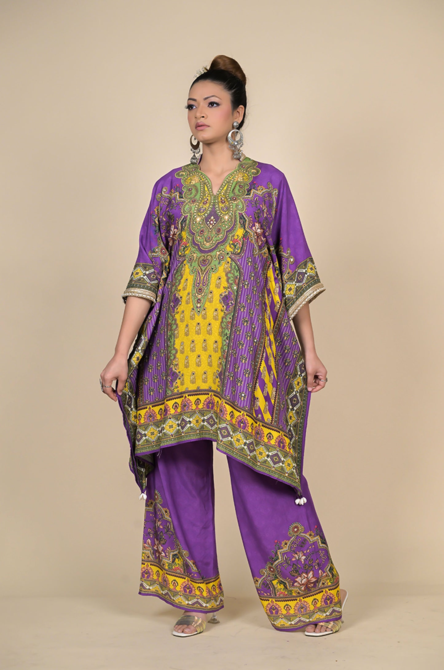 Paisley Print Turquoise Kaftan , Cotton Muslin - Summer Collection #ISH-26-02