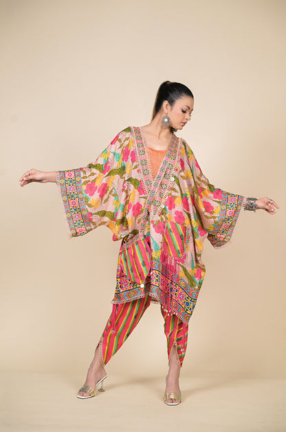 Kaftan-Style Silhouette Enhanced by Ethnic Motifs, Cotton Muslin - #ISH-22-02