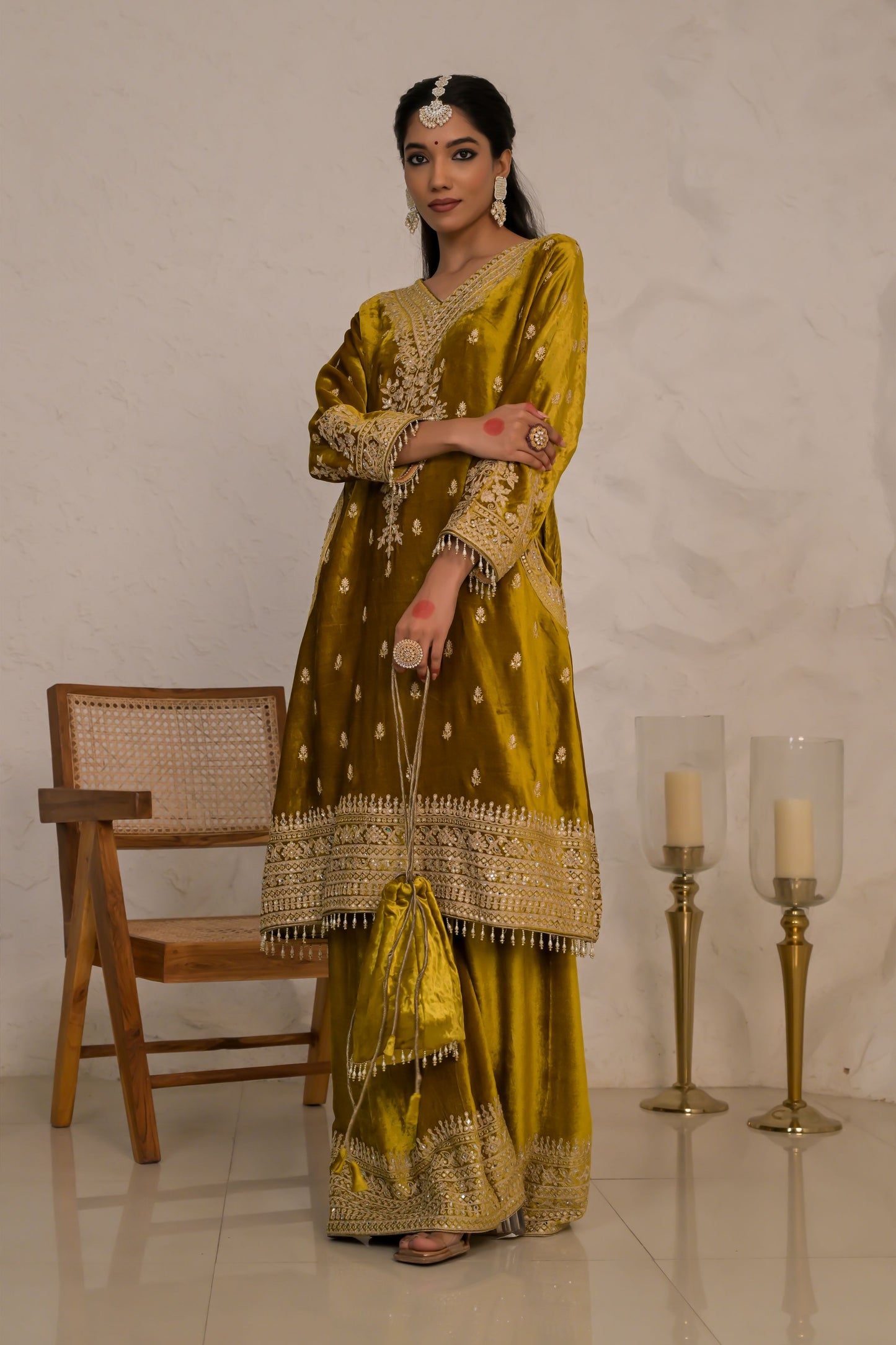 Mustard Brown Velvet Suit set – Noor Evening Glow