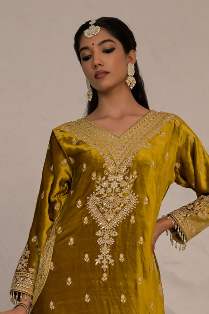 Mustard Brown Velvet Suit set – Noor Evening Glow