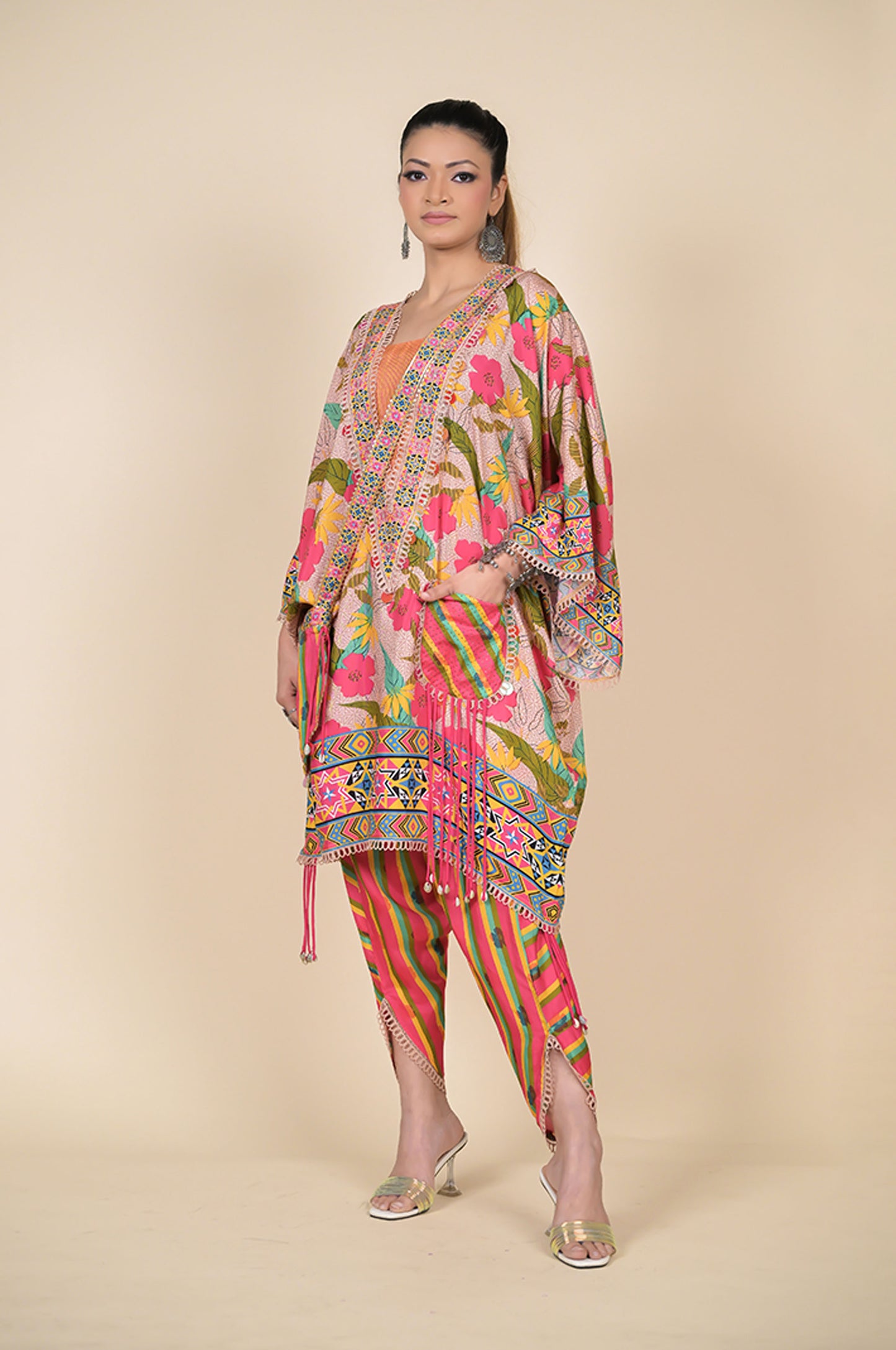 Kaftan-Style Silhouette Enhanced by Ethnic Motifs, Cotton Muslin - #ISH-22-02