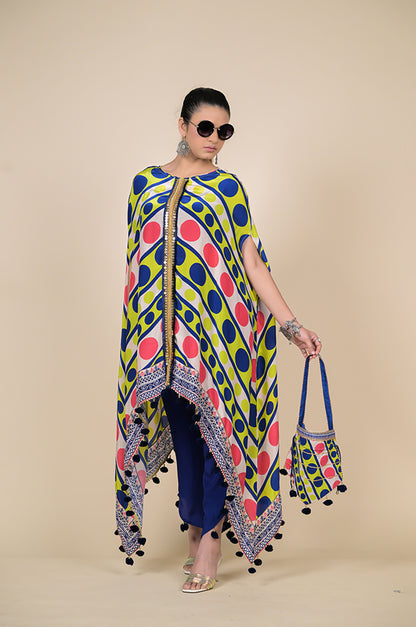 Radiant Rhapsody: The Kaftan Dress with a Kaleidoscope of Colors - Cotton Muslin #ISH-21-02