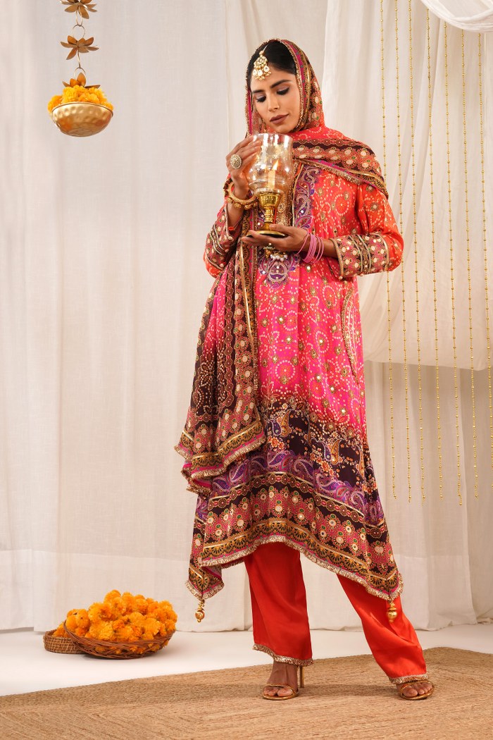 Multicolor Pink Hues Choga Suit Set - Riwayat