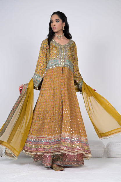 Royal Grandeur in Mustard: Rajwada Rivaaz Anarkali Suit