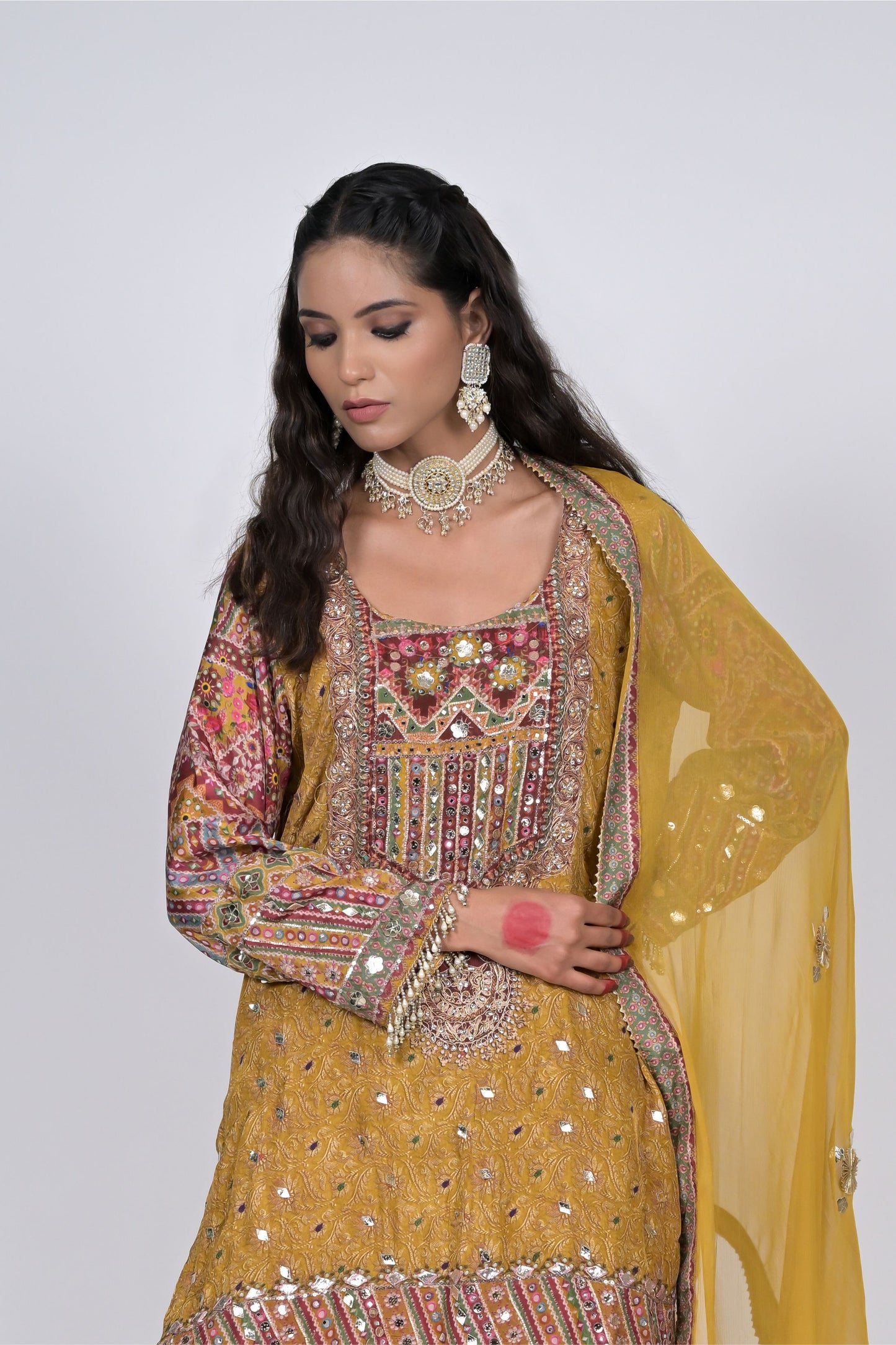 Regal Charm: Rajwada Riwaaz Mustard Sharara Suit