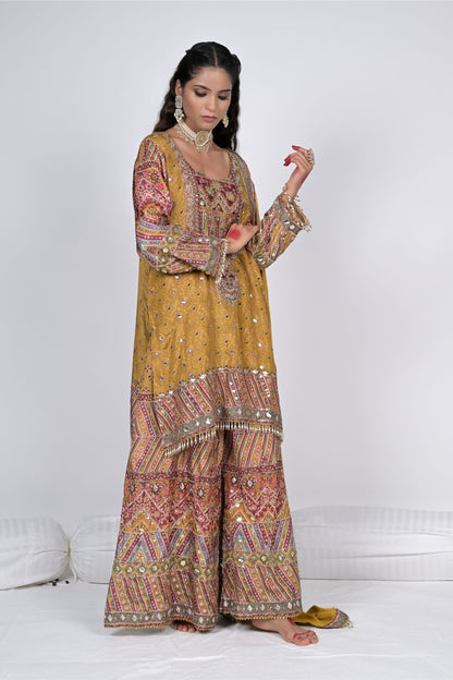 Regal Charm: Rajwada Riwaaz Mustard Sharara Suit