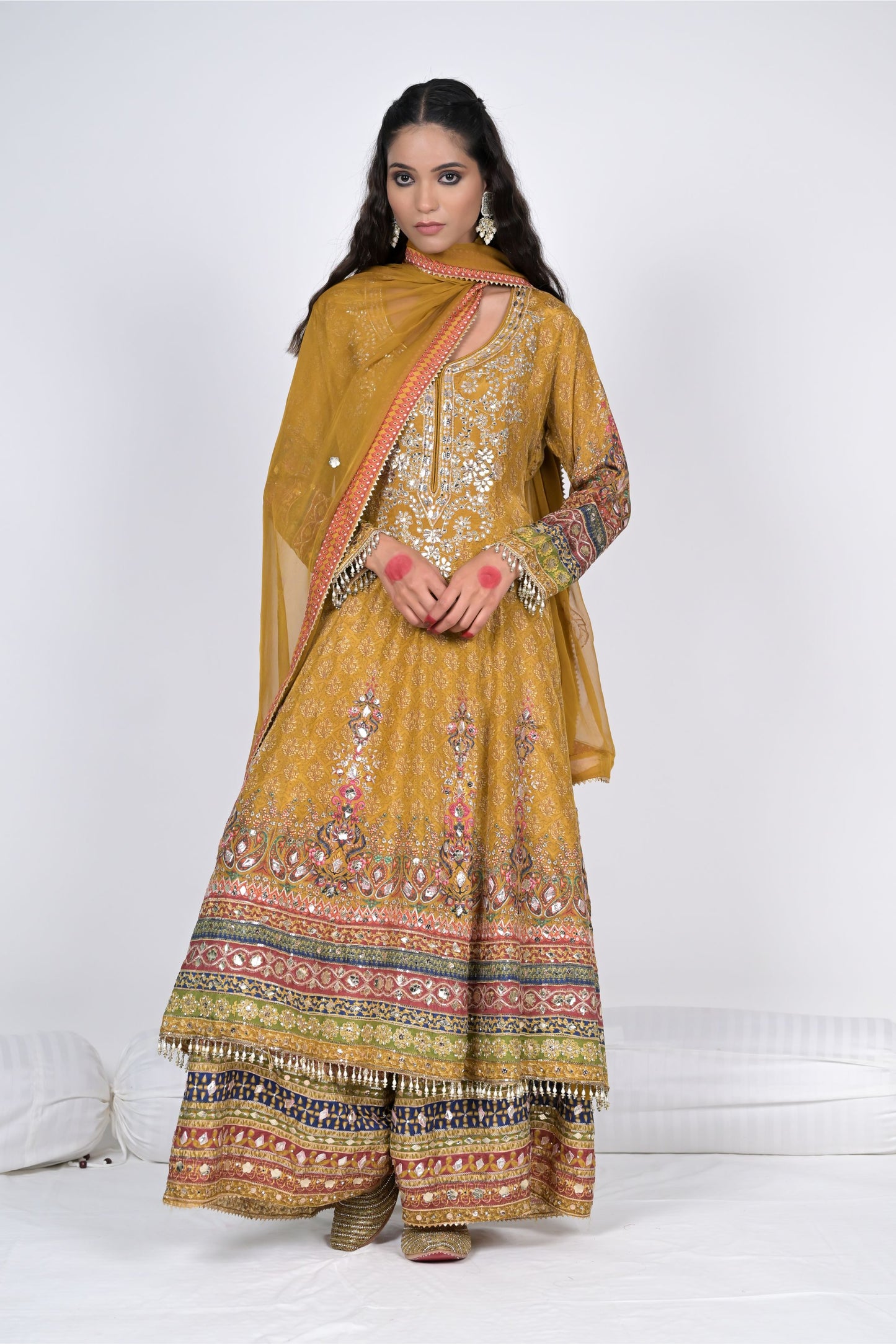 Regal Charm: Rajwada Riwaaz Mustard Anarkali Suit