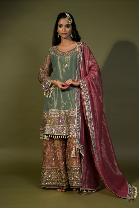 Rajwada Riwaaz: Embrace Royalty with Green Sharara Suit