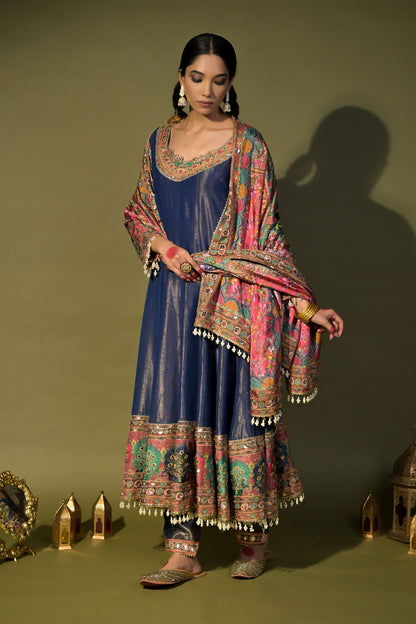 Rajwada Riwaaz: Embrace Royalty with Cobalt Blue Anarkali Suit