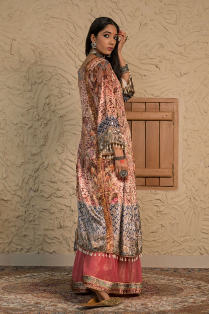 Champagne Clay Brown Printed Velvet Suit – Noor Timeless Grace