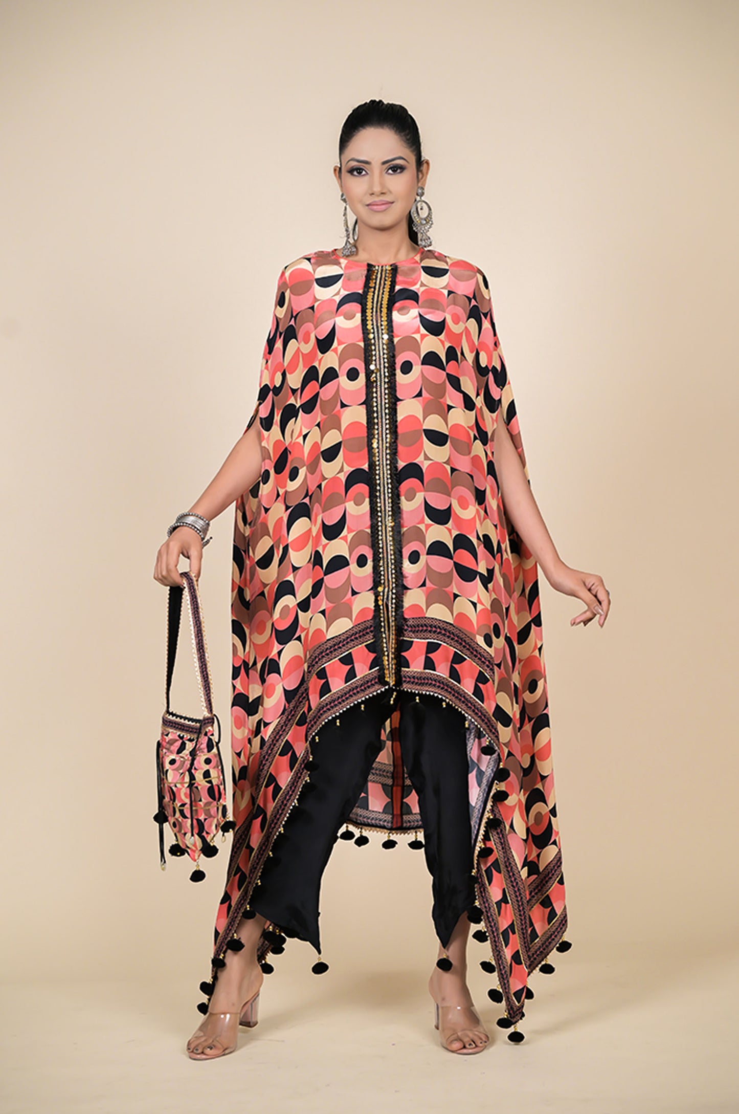 Abstract Multi Color Print Kaftan, Cotton Muslin - Summer Collection #ISH045