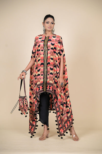 Abstract Multi Color Print Kaftan, Cotton Muslin - Summer Collection #ISH045