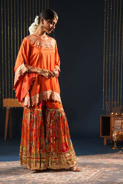 Classic Orange Crepe Choga Suit - Jashn-E-Rang