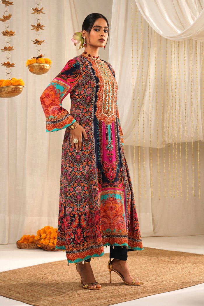 Riwayat - Multicolor Choga Suit - Embroidered Elegance