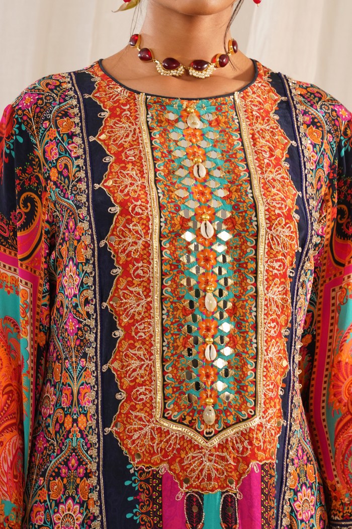 Riwayat - Multicolor Choga Suit - Embroidered Elegance