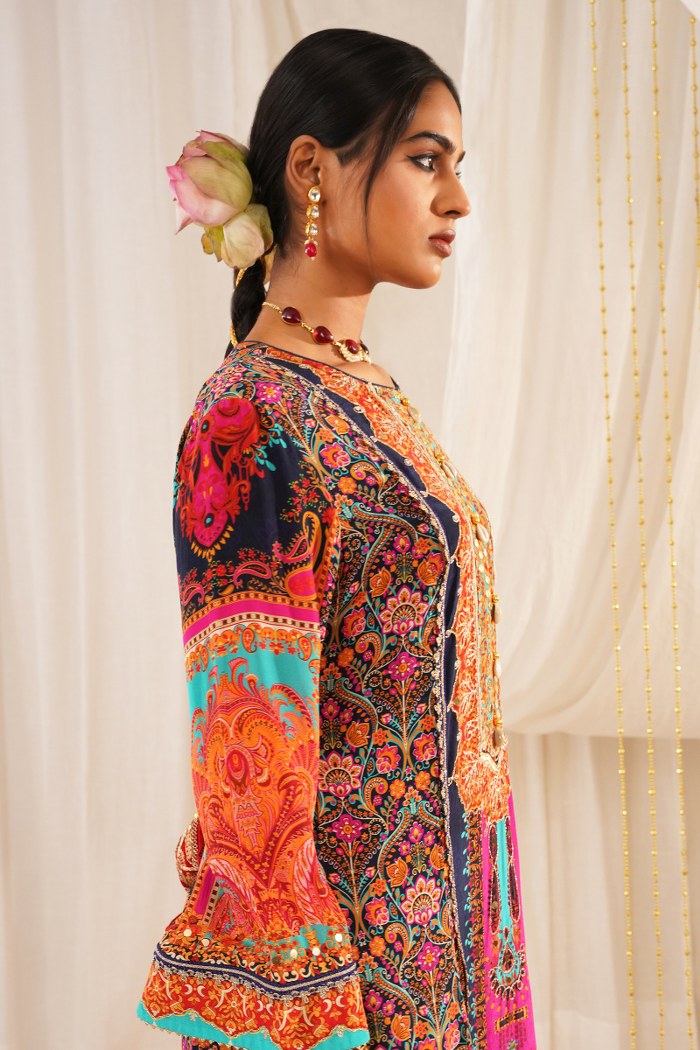 Riwayat - Multicolor Choga Suit - Embroidered Elegance