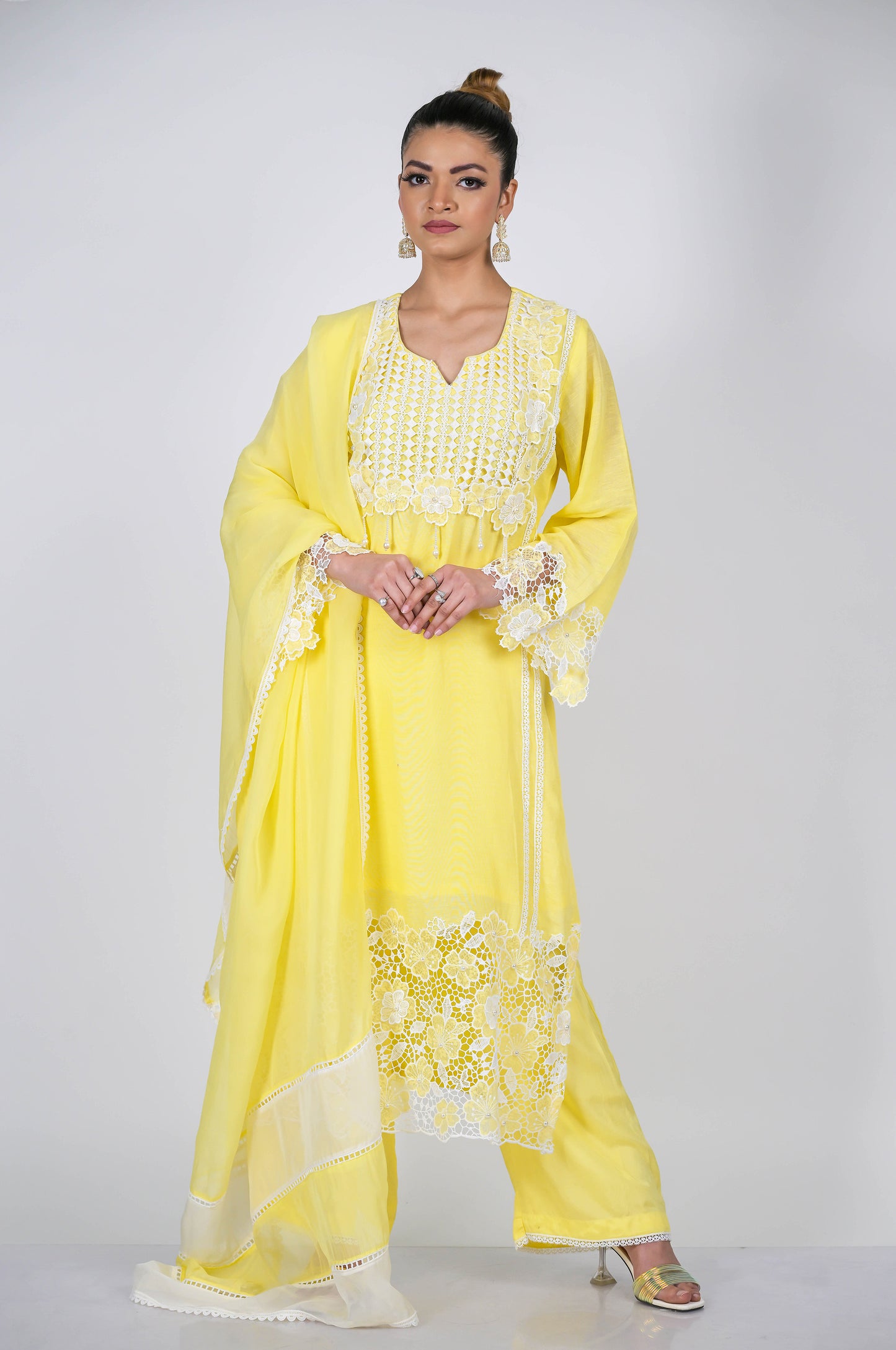 Stunning Pastel Yellow  Cotton Silk Suit Set - A Touch of Grace and Style - #ISH-53-01