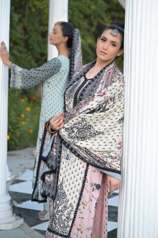 Pink Intricate printed Cotton Muslin Suit- Summer Collection #ISH-020-02