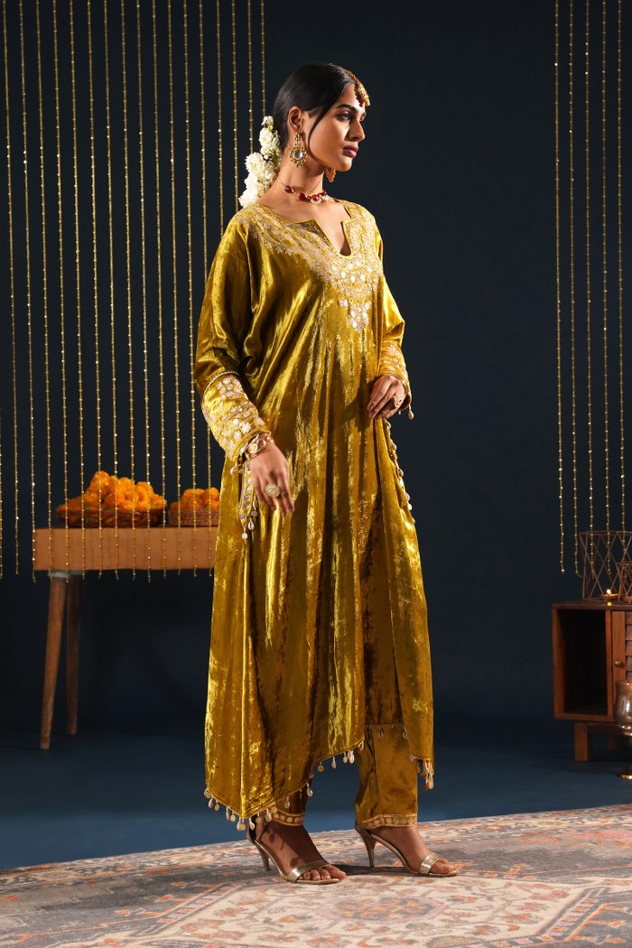 Vibrant Velvet Yellow Choga - Jashn-E-Rang Celebration Suit