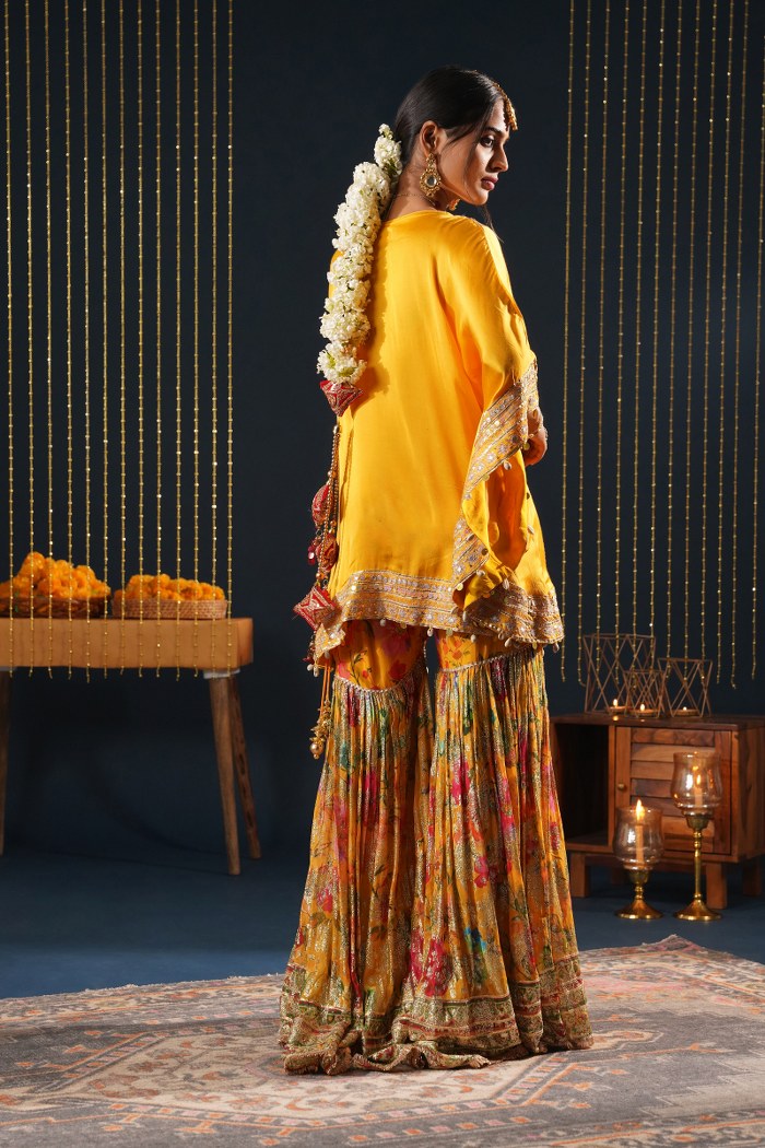 Classic Mustard Crepe Choga Suit - Jashn-E-Rang