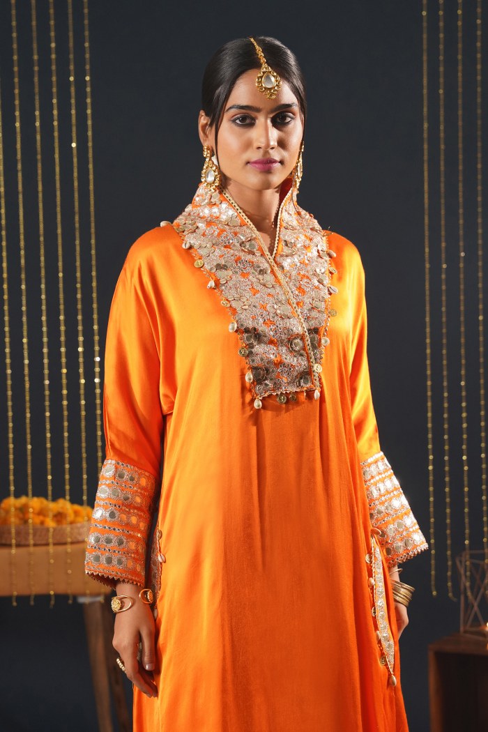 Festive Crepe Orange Choga Suit - A Blend of Comfort and Glamour