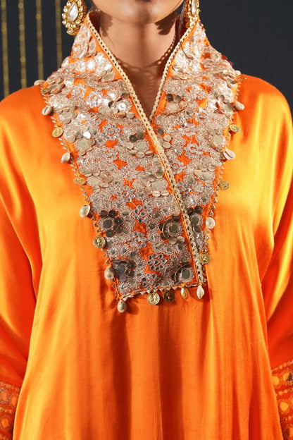 Festive Crepe Orange Choga Suit - A Blend of Comfort and Glamour