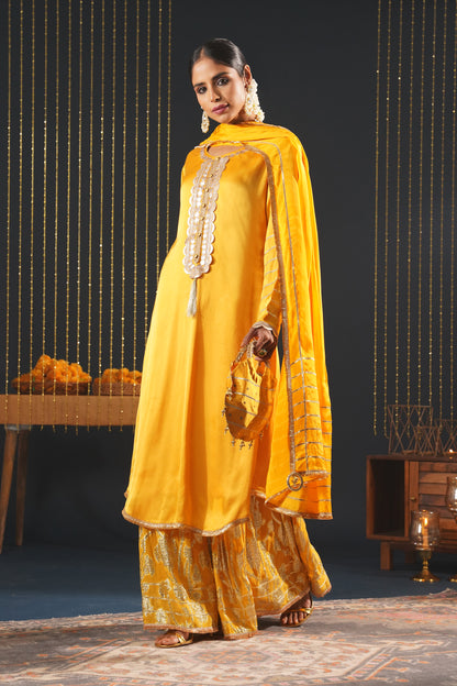 Mustard Crepe Choga Suit Effortlessly Elegant - Jashn-E-Rang