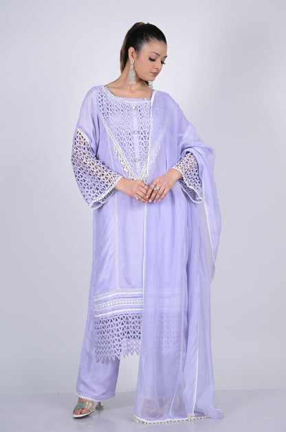 Periwinkle Blue Suit Set Cotton Silk : Modern Sophistication  - #ISH-46-04