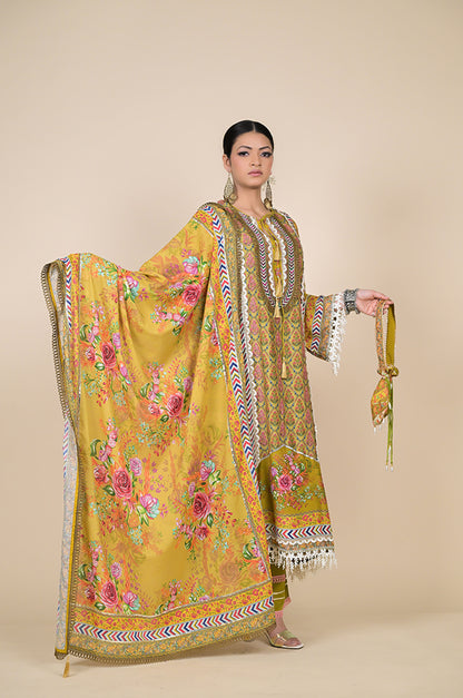 Elegant Mustard Designer Suit - Perfect for Every Occasion Cotton Muslin - #ISH-33-01