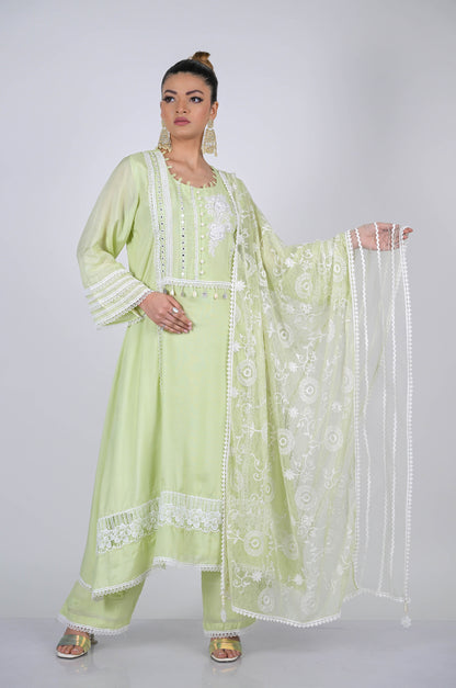 Elegant Green Mist Ensemble Anarkali suit - A Touch of Grace and Style - #ISH-51-02