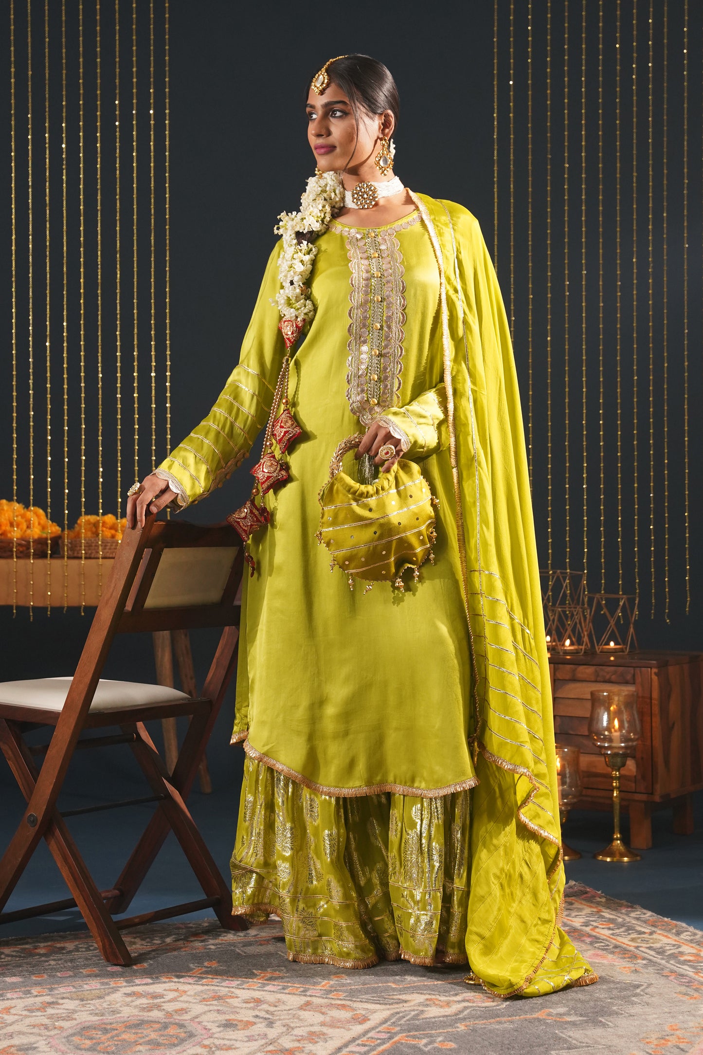 Pista Green Crepe Choga Suit Effortlessly Elegant - Jashn-E-Rang