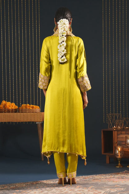 Pista Green Embroidered Choga Suit Set - Jashn-E-Rang