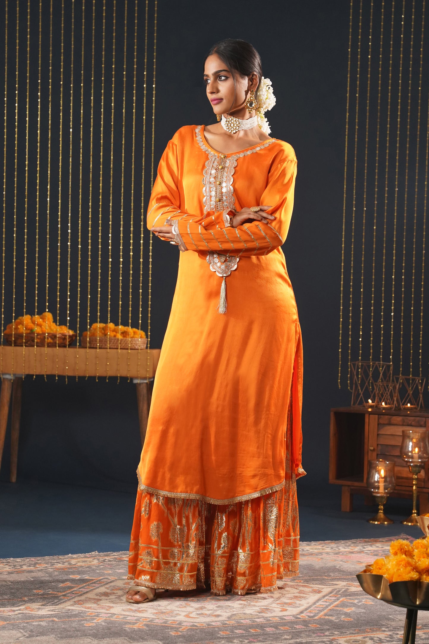 Orange Crepe Choga Suit Effortlessly Elegant - Jashn-E-Rang