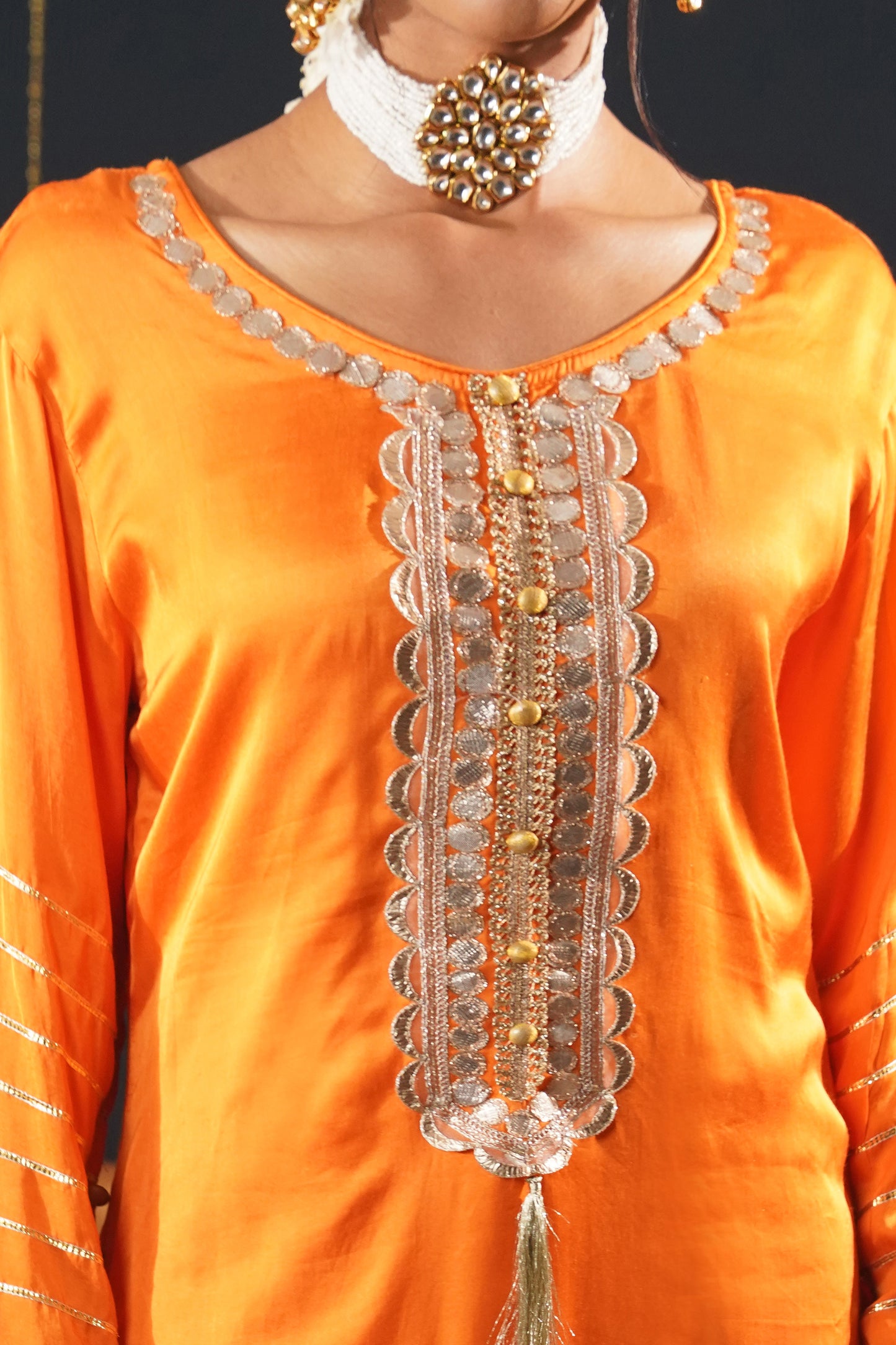 Orange Crepe Choga Suit Effortlessly Elegant - Jashn-E-Rang