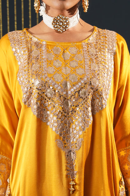 Luxurious Mustard Choga Suit Set - Jashn-E-Rang