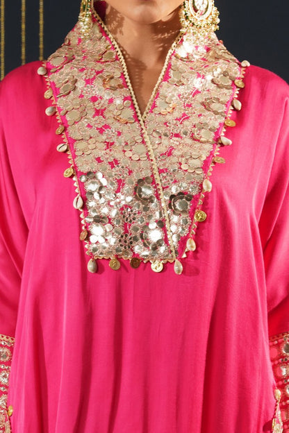 Festive Crepe Pink Choga Suit - A Blend of Comfort and Glamour