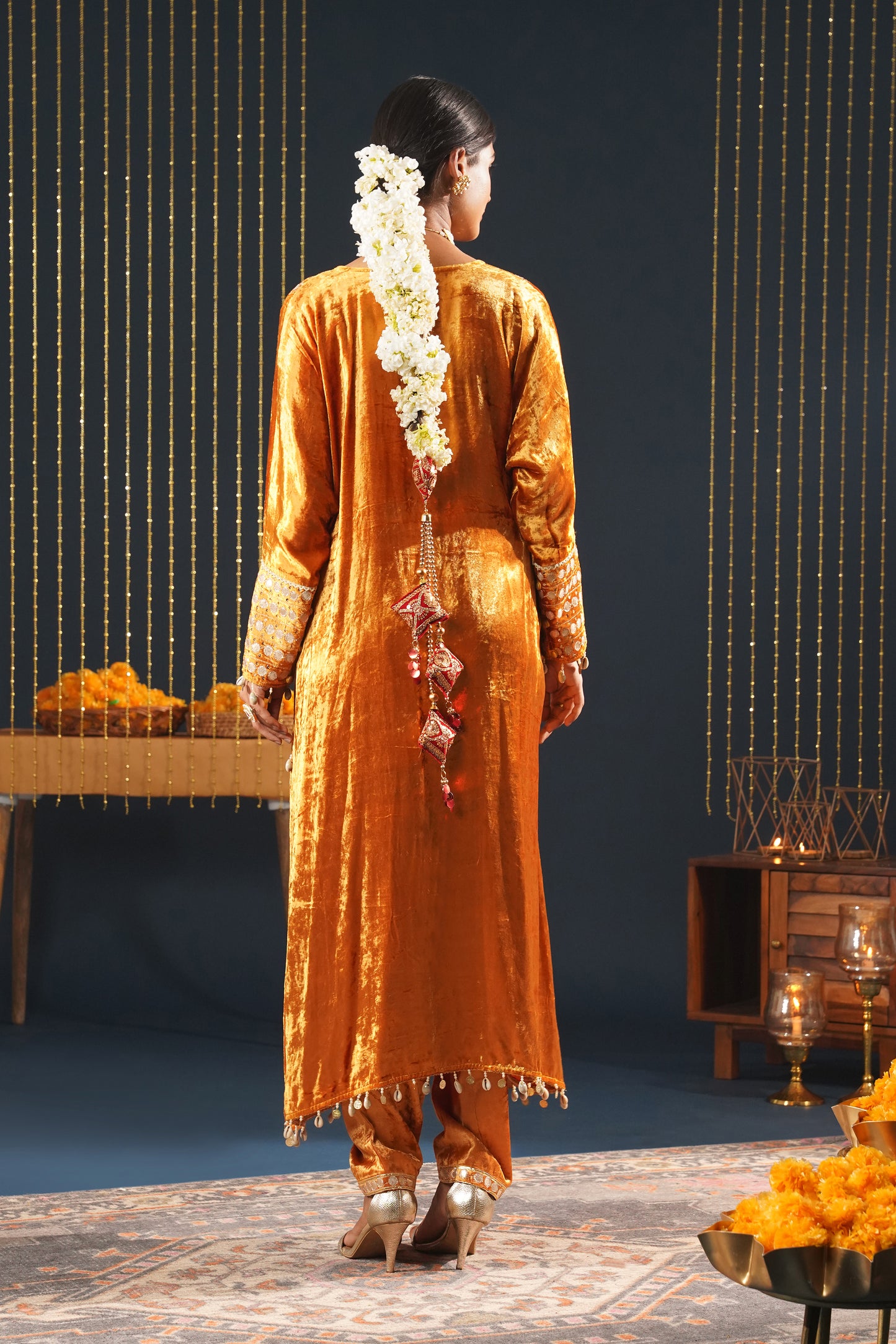 Jashn-E-Rang - Mustard Velvet Choga Suit Intricate Heritage Embroidery