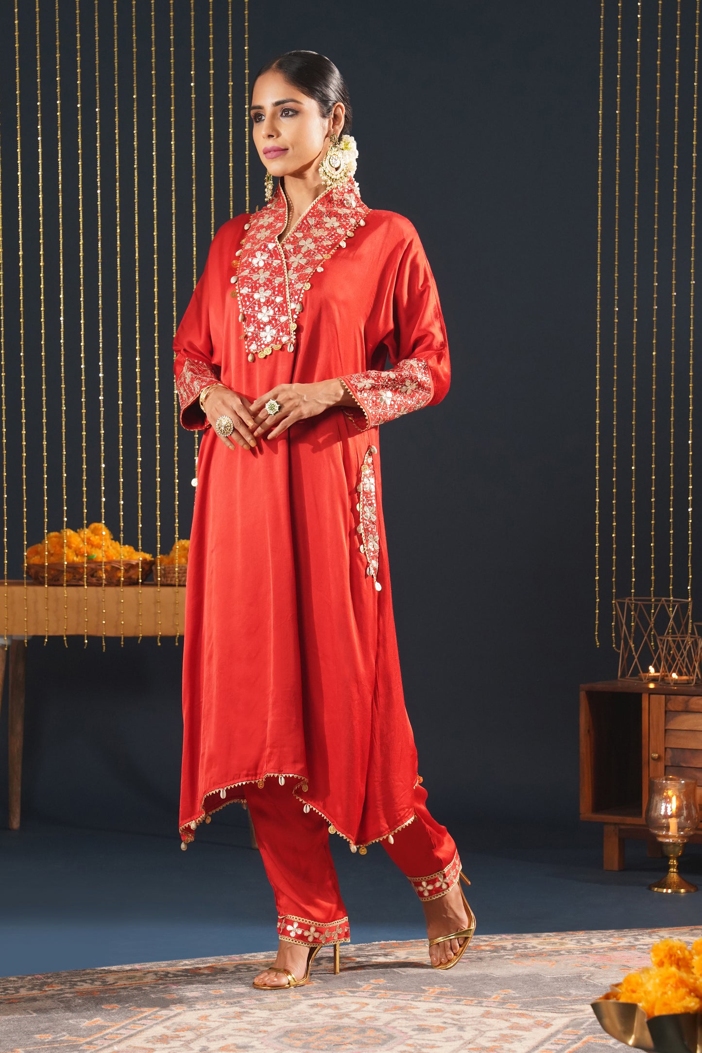 Vibrant Red Choga Suit - Jashn-E-Rang Festive Elegance