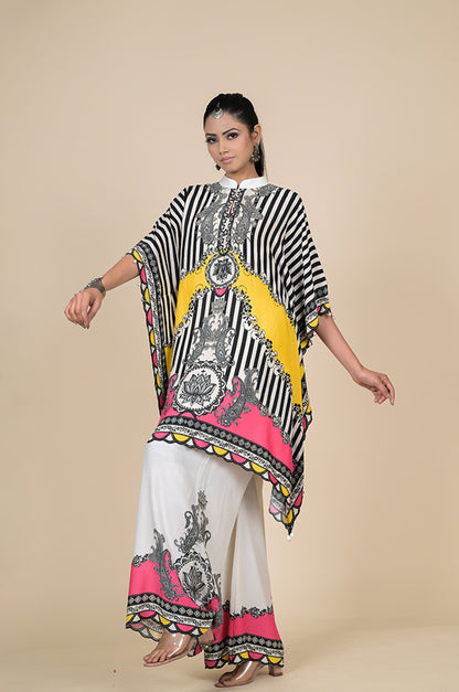 Yellow Printed Kaftan , Cotton Muslin - Summer Collection #ISH-28-01