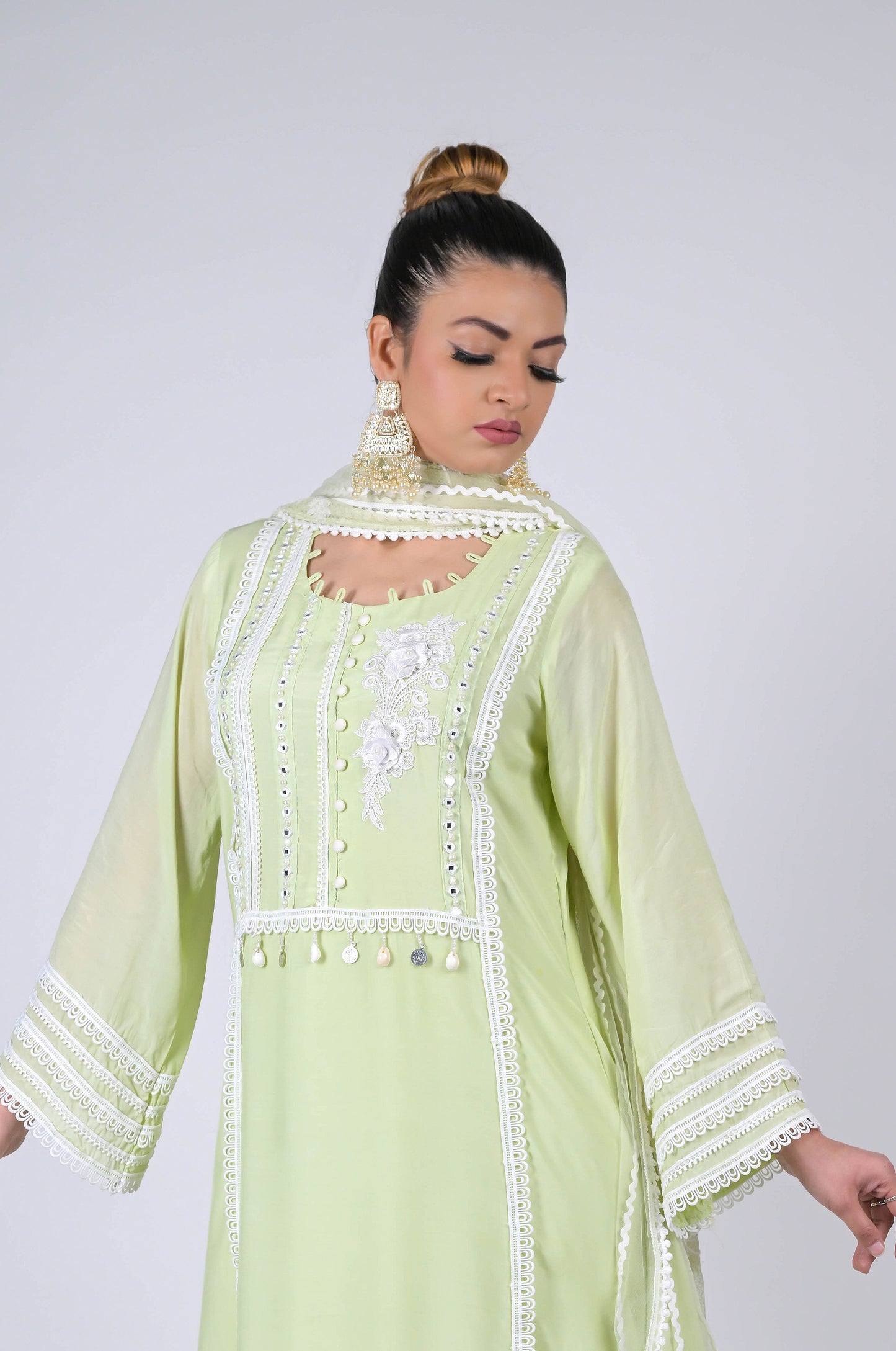 Elegant Green Mist Ensemble Anarkali suit - A Touch of Grace and Style - #ISH-51-02