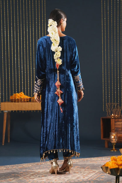 Vibrant Velvet Blue Choga - Jashn-E-Rang Celebration Suit