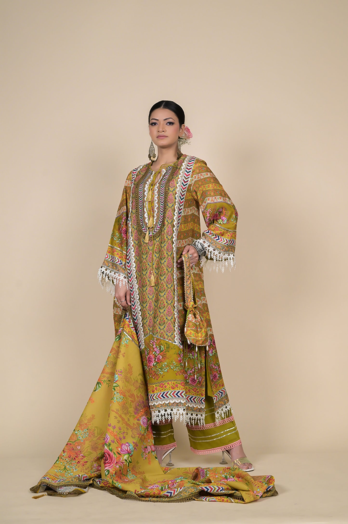 Elegant Mustard Designer Suit - Perfect for Every Occasion Cotton Muslin - #ISH-33-01