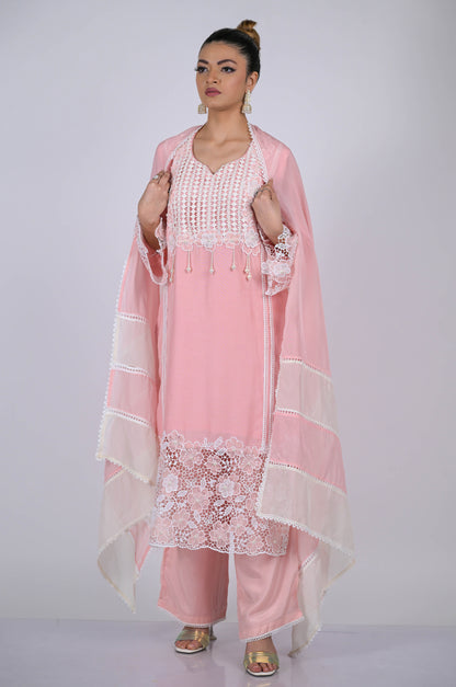 Stunning Blossom Pink Cotton Silk Suit Set - A Touch of Grace and Style - #ISH-53-02