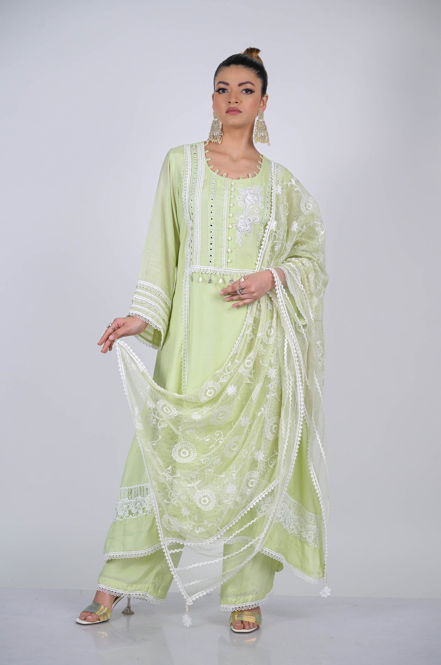 Elegant Green Mist Ensemble Anarkali suit - A Touch of Grace and Style - #ISH-51-02