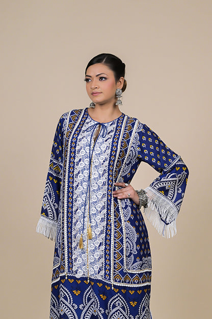 Azure Blue Traditional Suit Set - A Timeless Classic, Cotton Muslin - #ISH-39-01